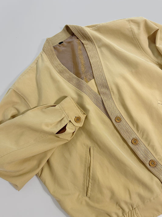 80s Beige Bomber Jacket