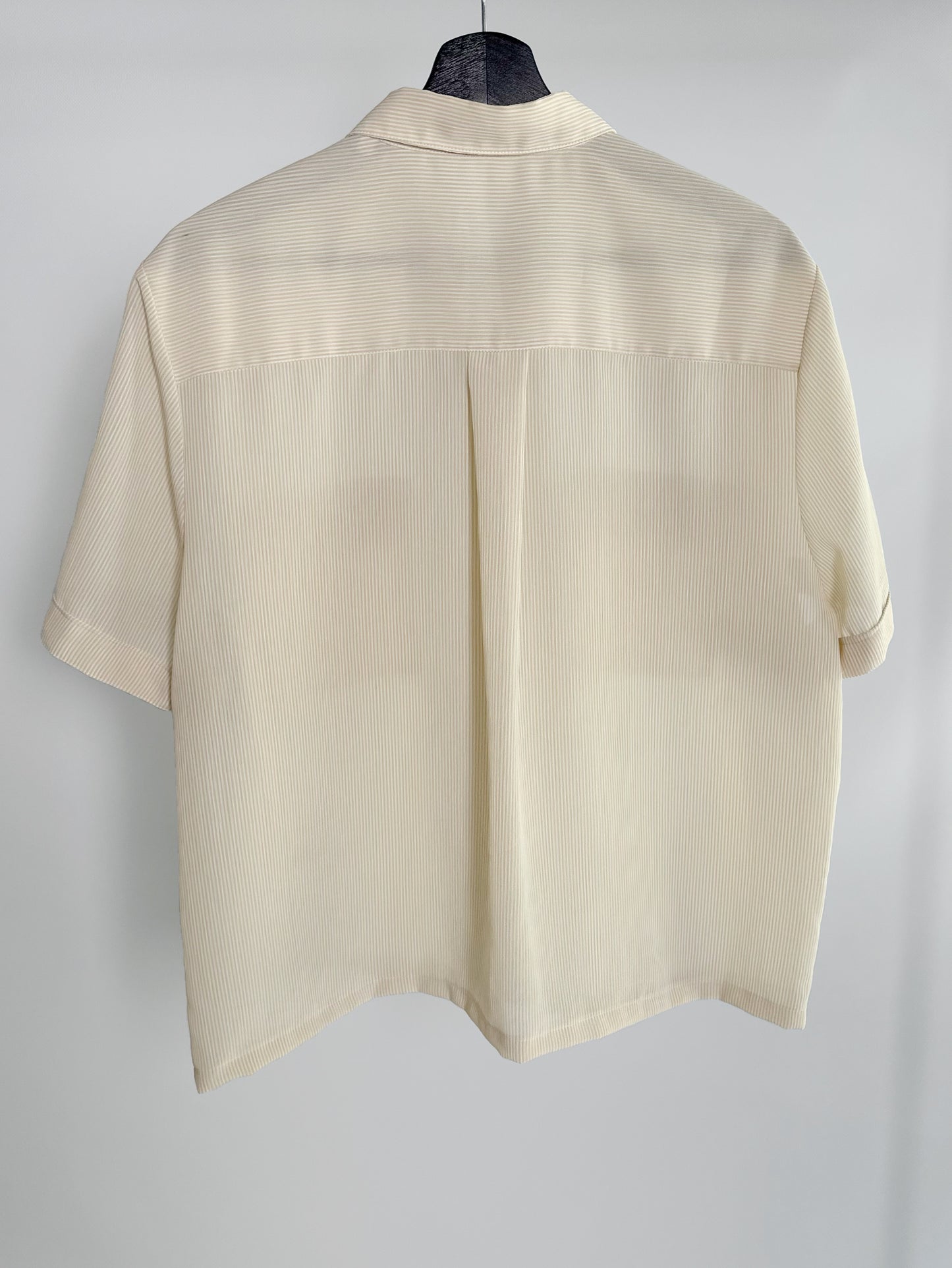 90s Beige Pinstripe Short Sleeve Shirt