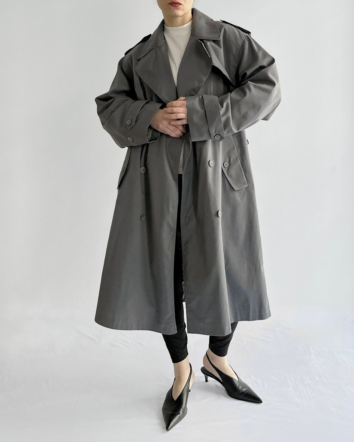 90s Ivy Oxford Grey Trench Coat