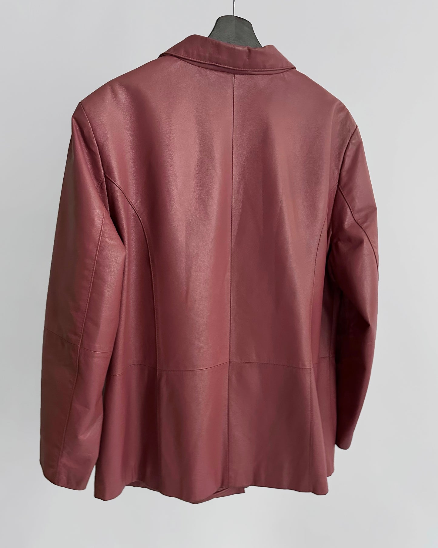 90s Rose-Cherry Leather Jacket