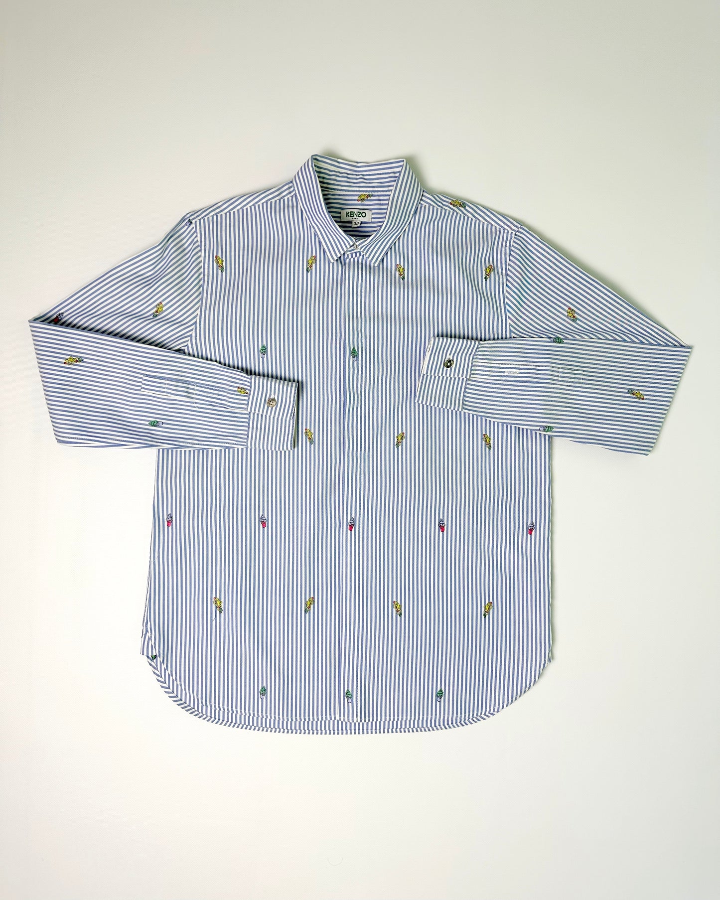 Kenzo Blue Striped Embroidered Shirt