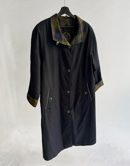 90s Navy Cotton Trench Coat
