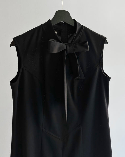 80s Sleeveless A-Line Bow Dress