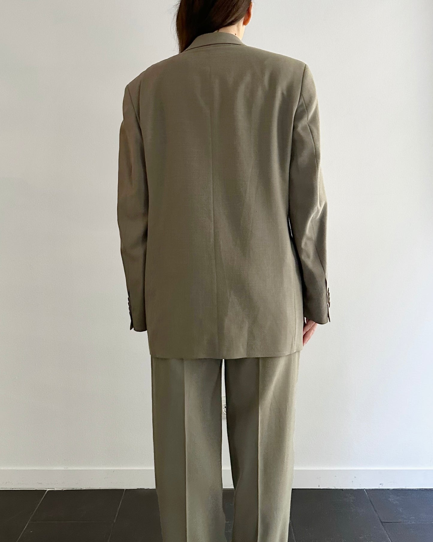 90s Wool Linen Grey Pant Suit