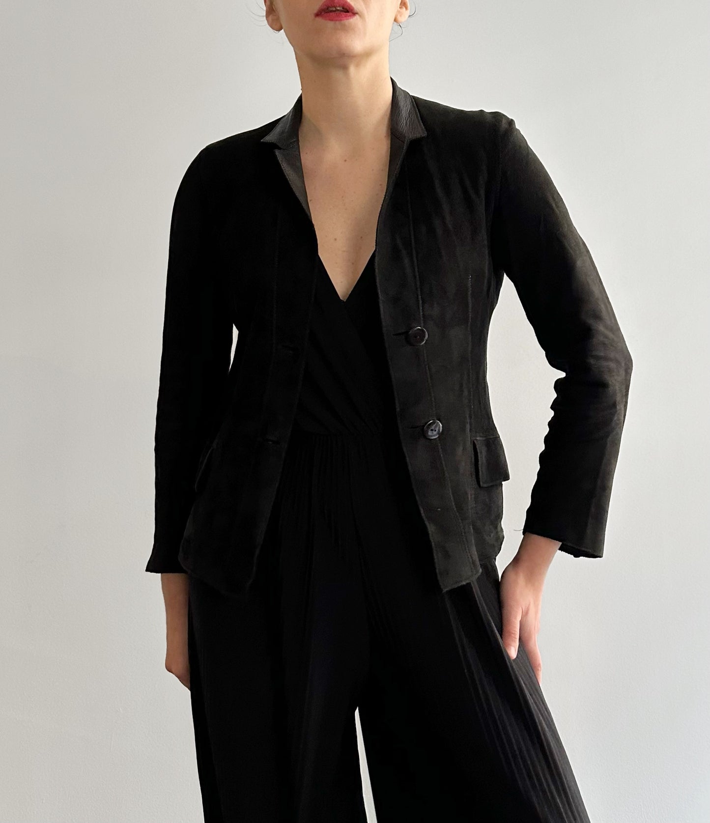 90s Black Double Faced Italian Leather Jacket