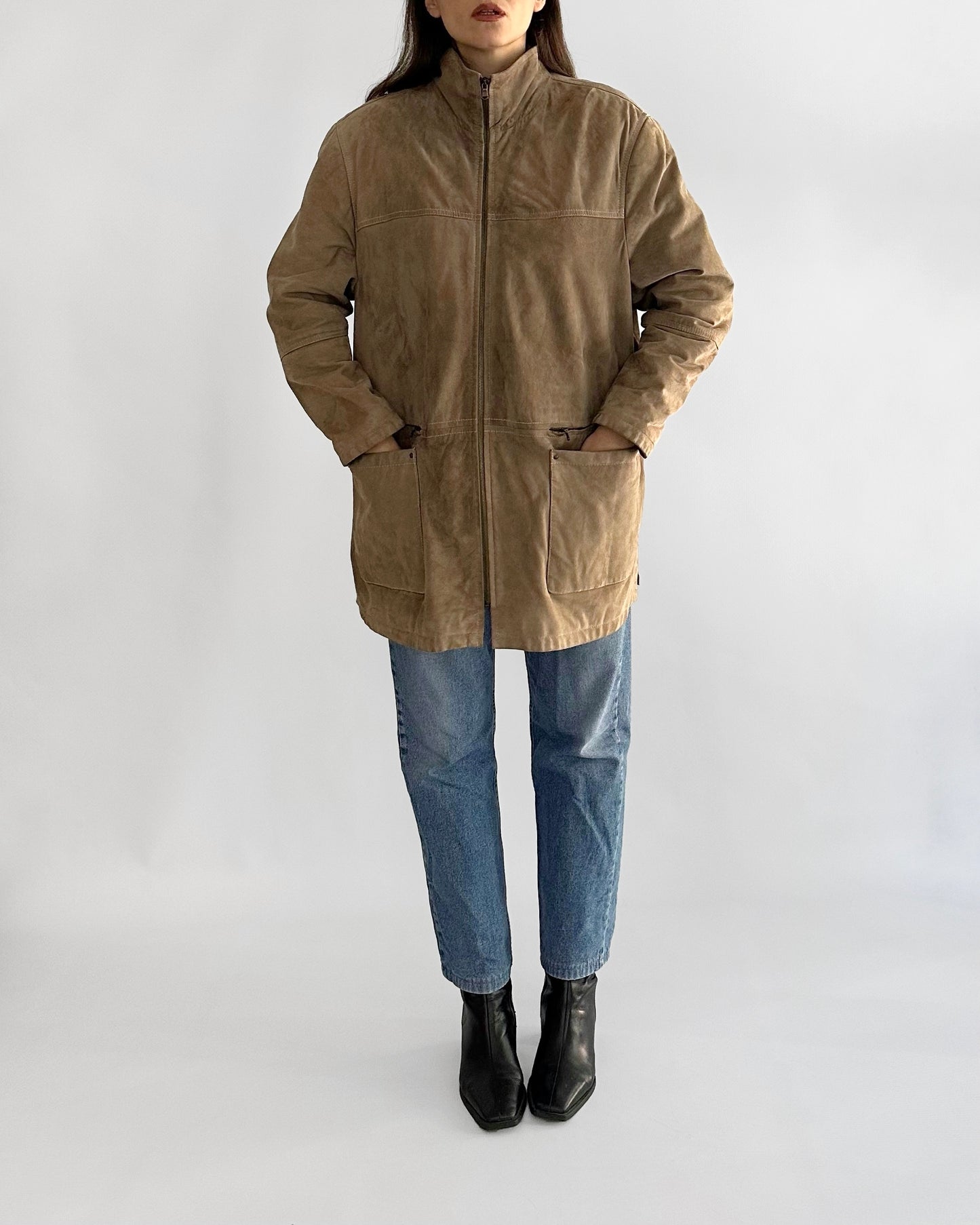 90s Brown Suede Leather Jacket