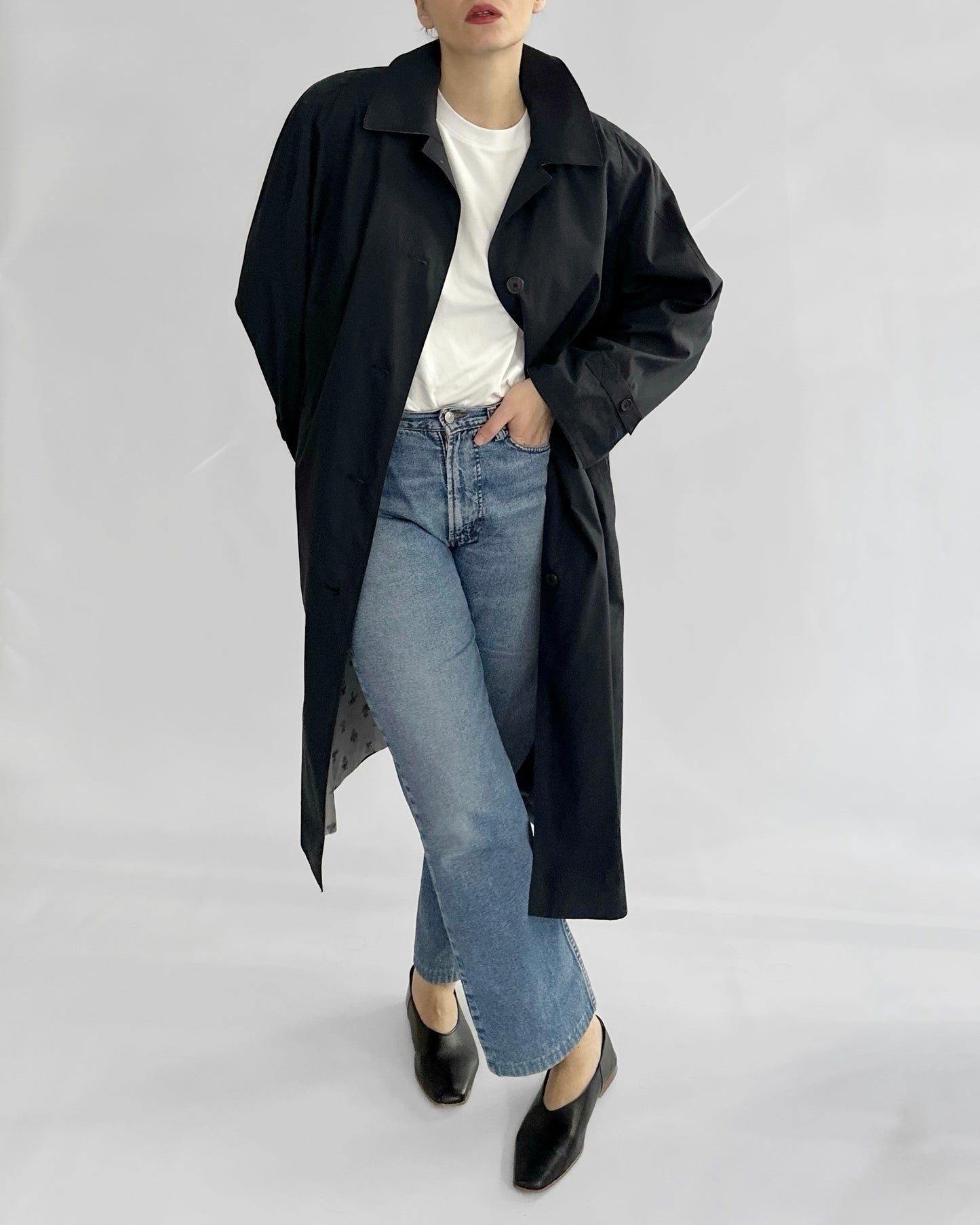 80s Dark Navy Trench Coat