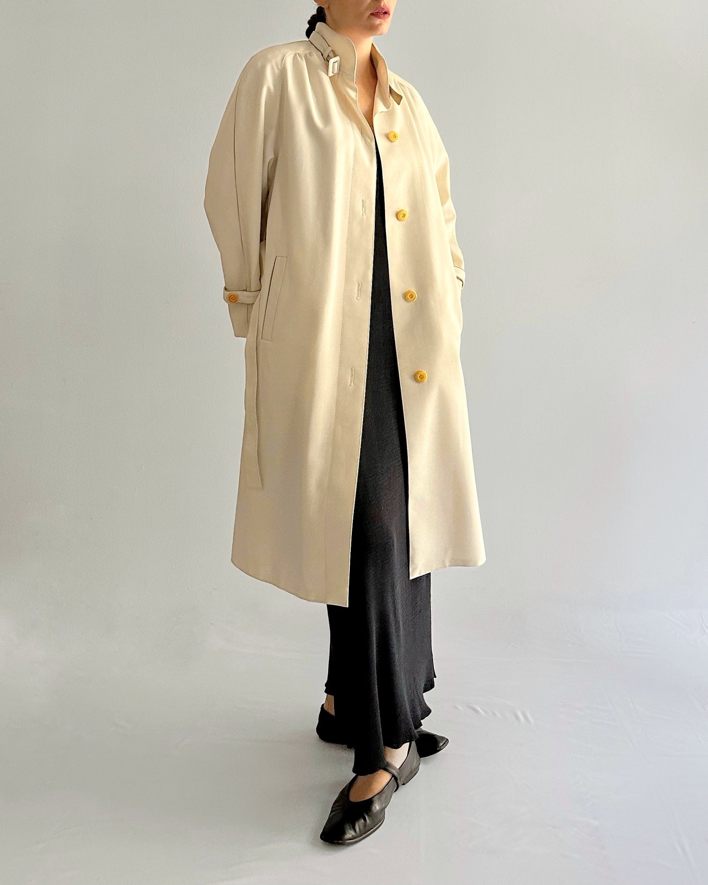 70s Cream Trench Coat