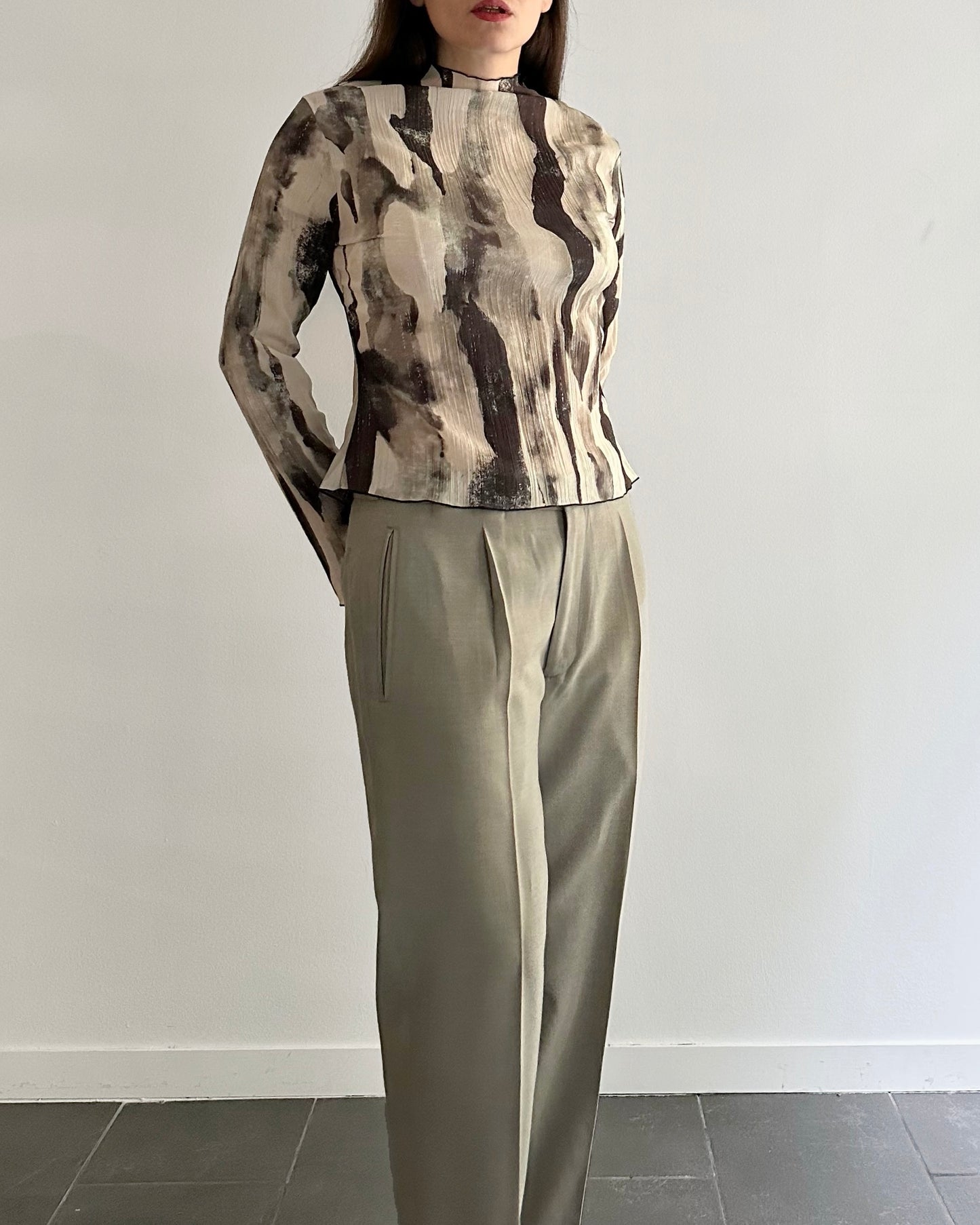 90s Wool Linen Grey Pant Suit