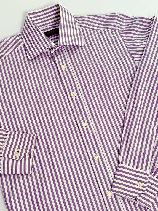 Etro Milano Purple and White Striped Cotton Shirt