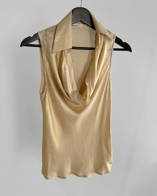 90s Gold Silk Sleeveless Blouse