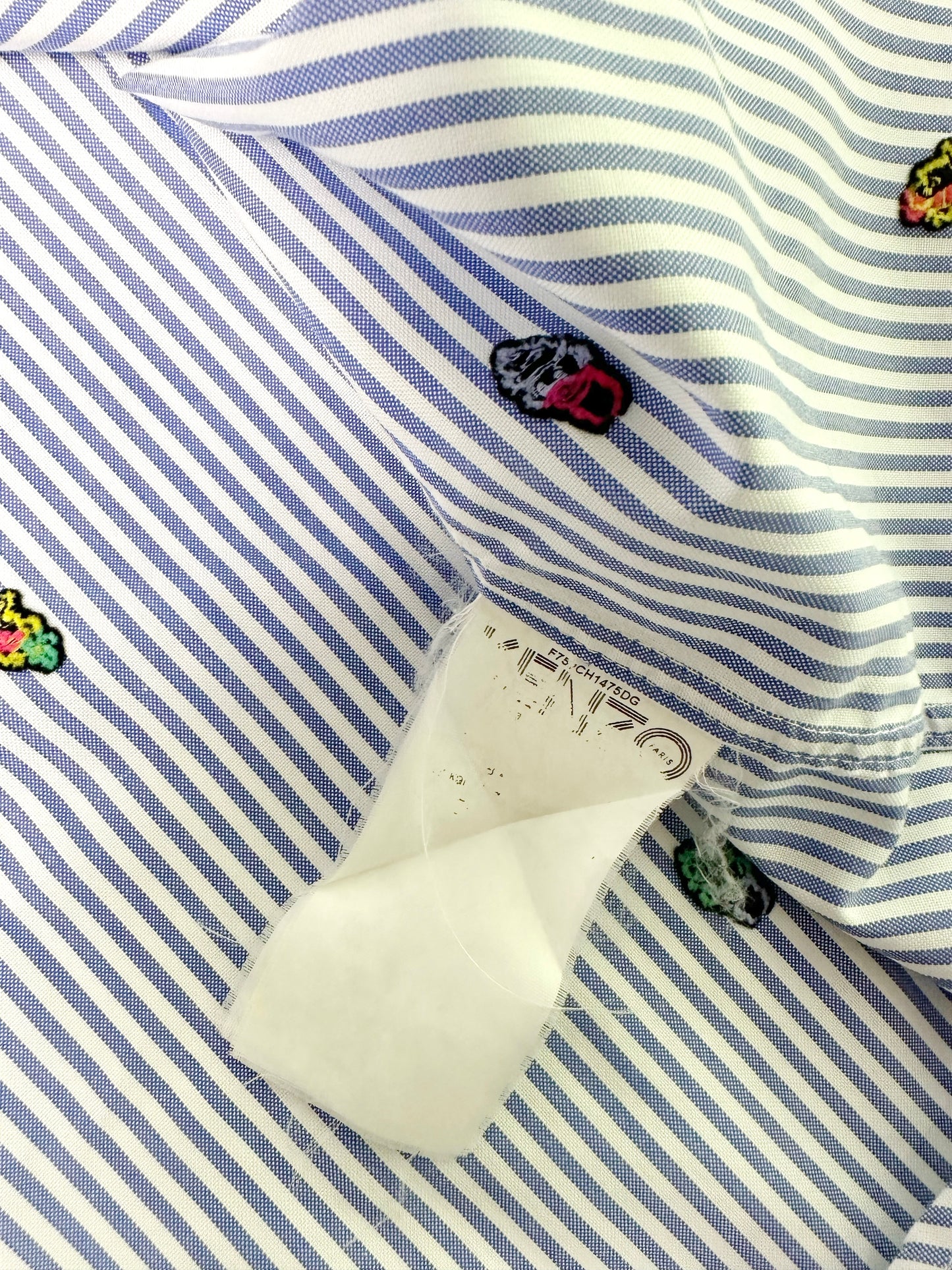 Kenzo Blue Striped Embroidered Shirt