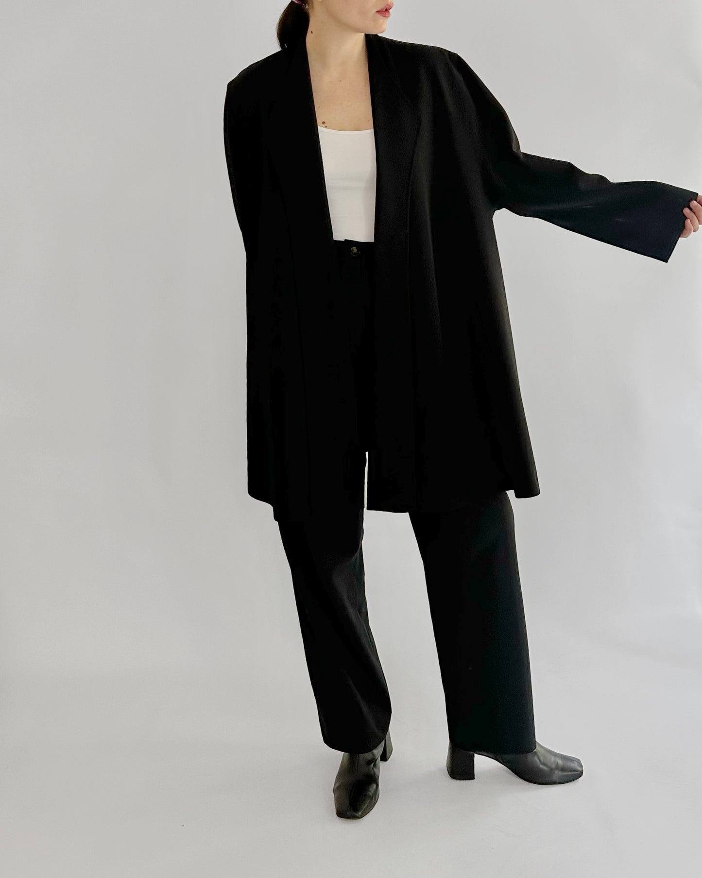 90s Black Virgin Wool Coat
