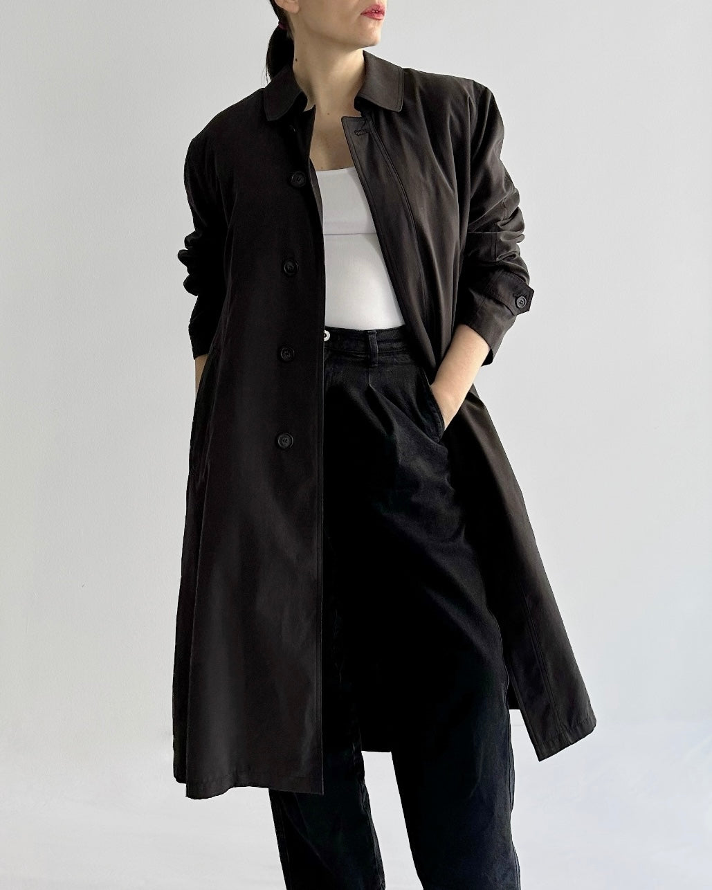 90s Charcoal Grey Oversized Trench Coat