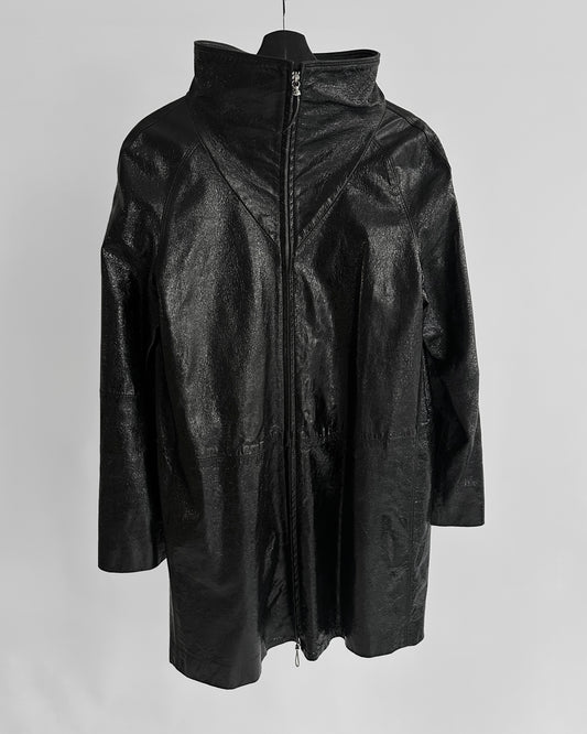 80s Gianfranco Ferré Black Patent Leather Coat