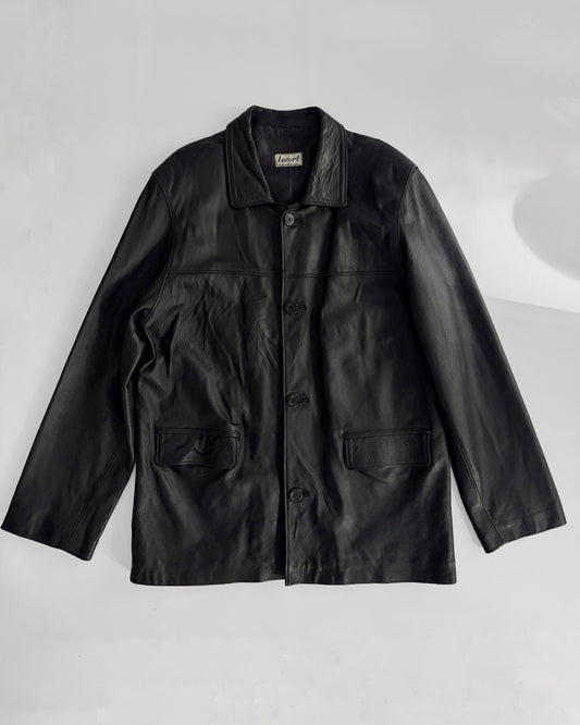 Vintage 1990s Black Sheepskin Leather Jacket