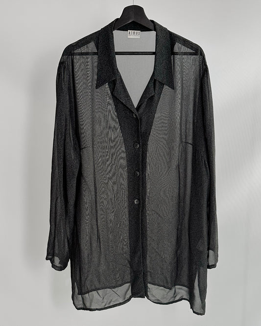 90s Dark Grey Sheer Maxi Shirt