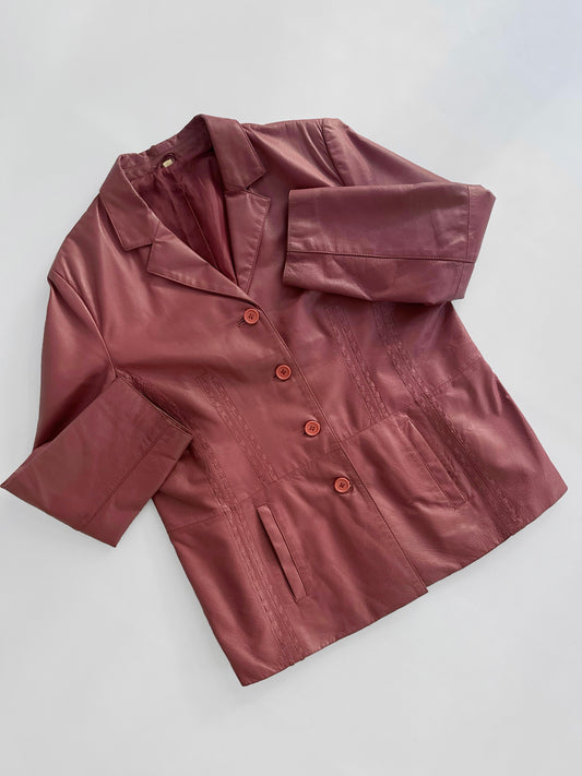 90s Rose-Cherry Leather Jacket