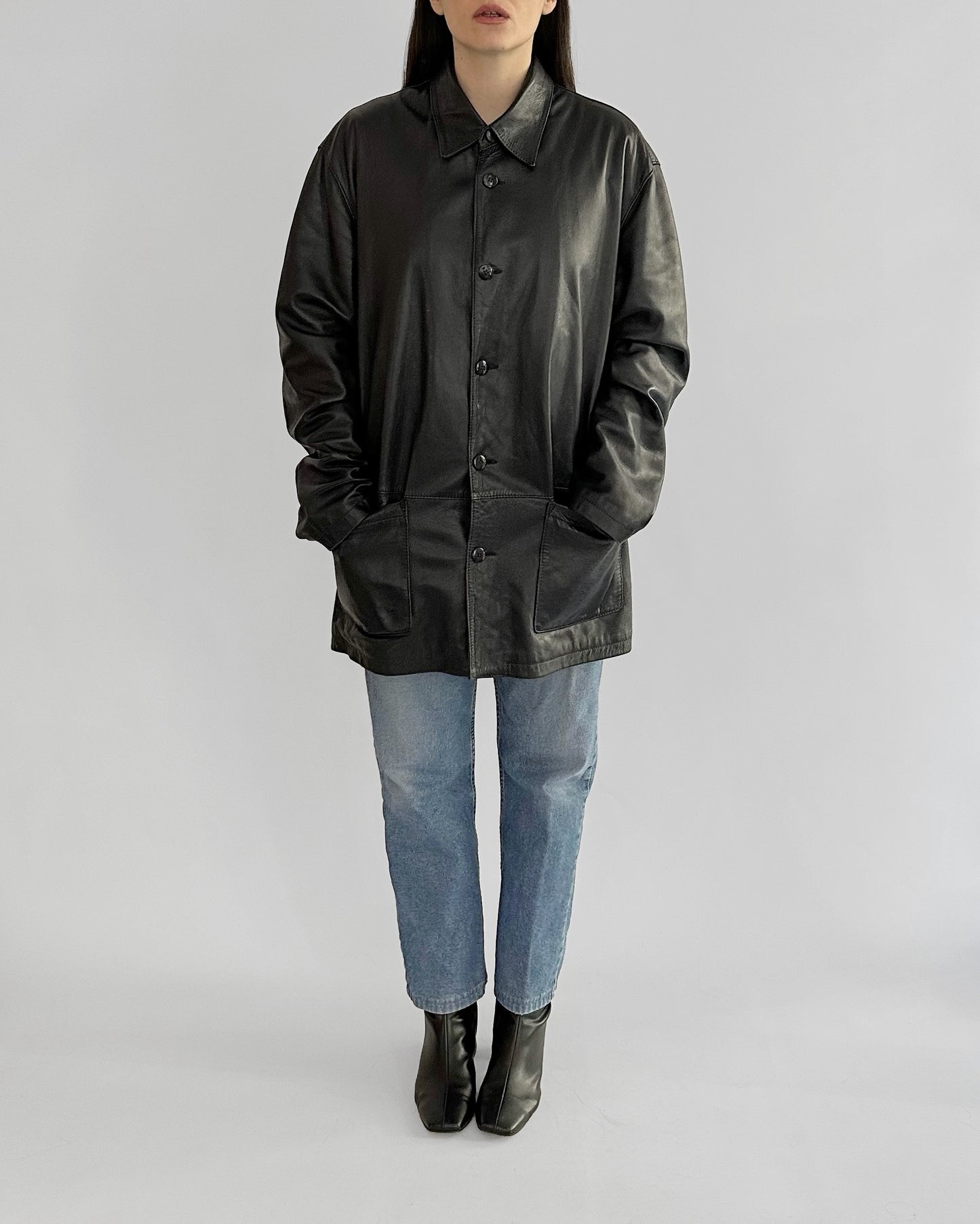 90s Black Nappa Leather Jacket