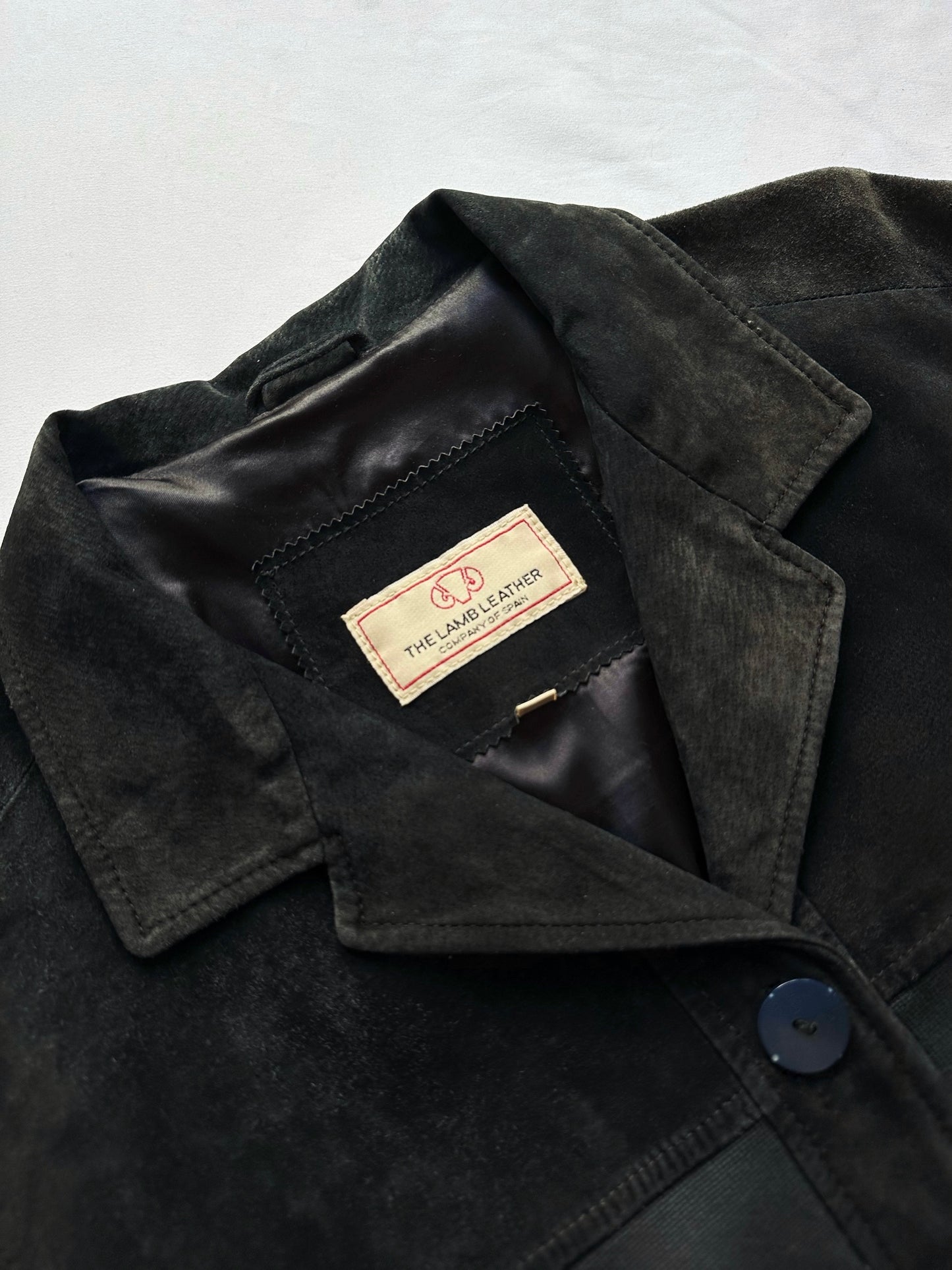 90s Dark Blue Suede & Cotton Jacket