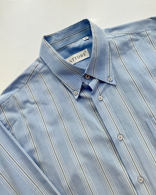 90s Blue Striped Classic Cotton Shirt