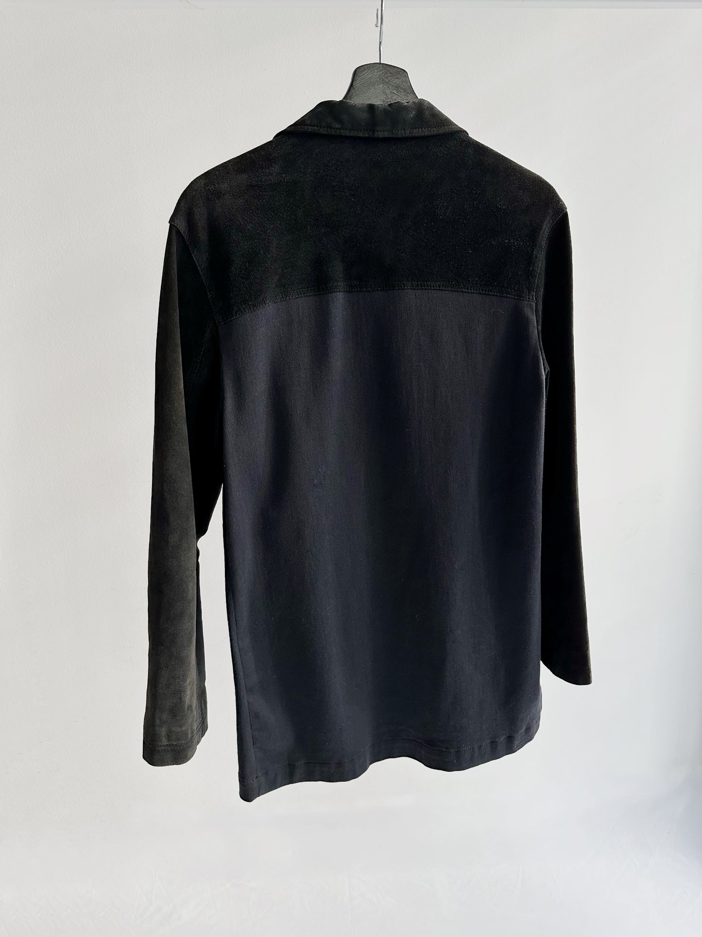 90s Dark Blue Suede & Cotton Jacket