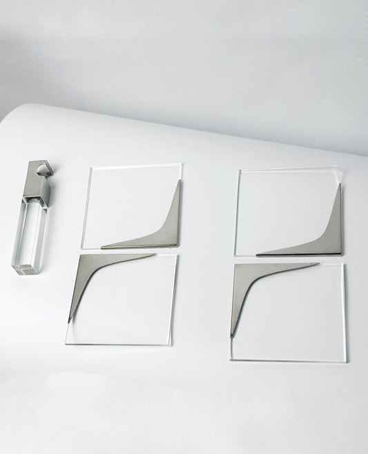 Vintage 1970s Lucite & Stainless Steel Modernist Bar Set