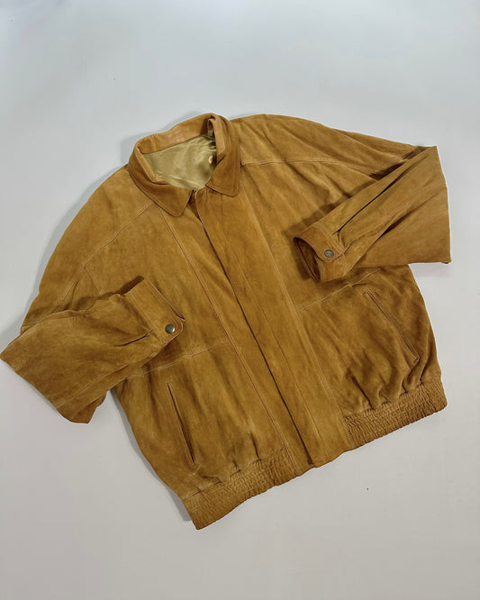 90s Sheepskin Suede Bomber Jacket