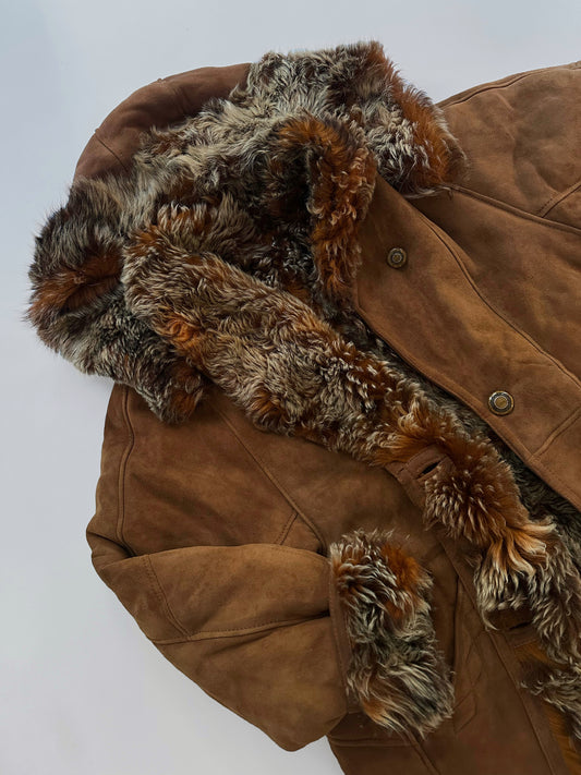 70s Shearling Coat with Detachable Hood