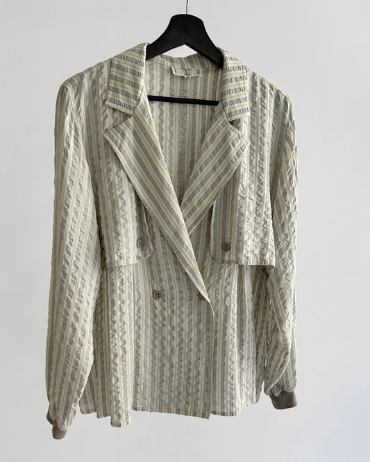80s Valentino Garavani Striped Textured Blouse
