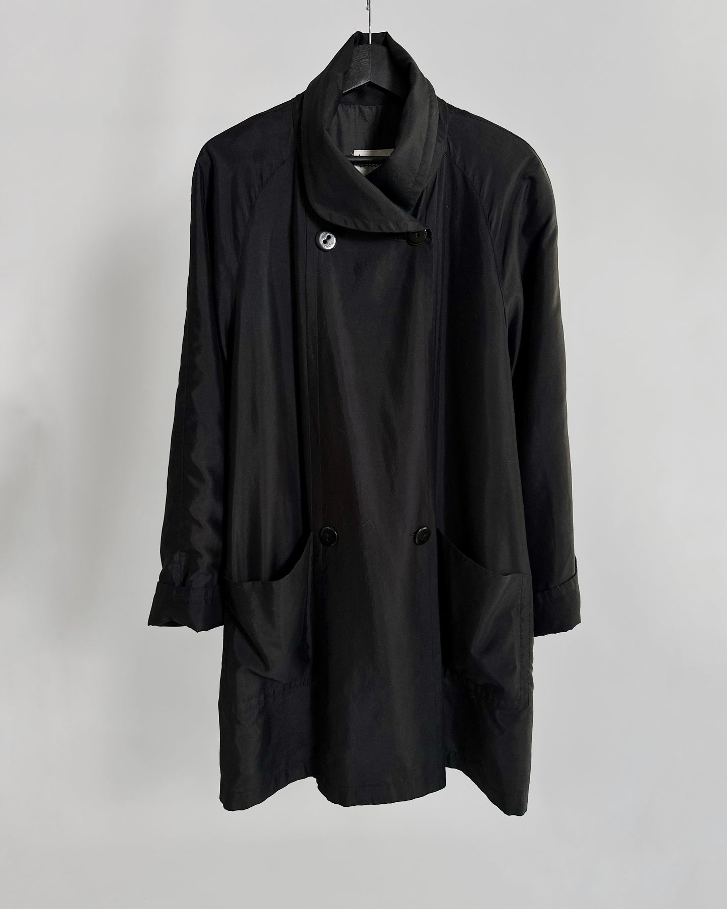 90s A-Line Black Trench Coat