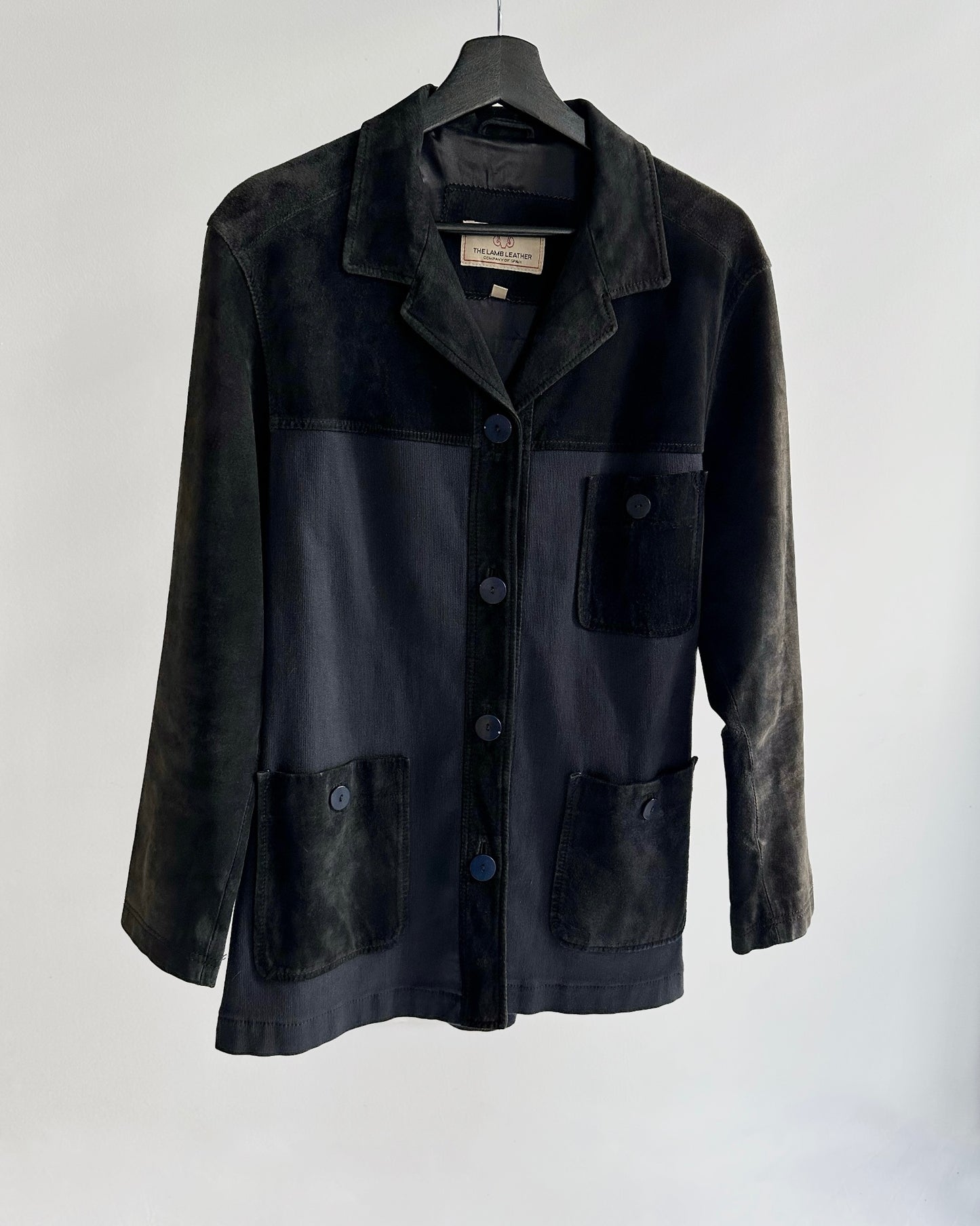 90s Dark Blue Suede & Cotton Jacket