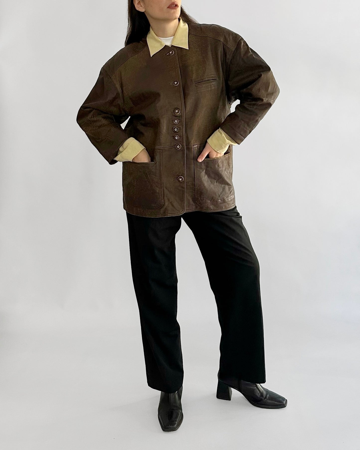 80s Tyrolean Distressed Brown Leather Jacket