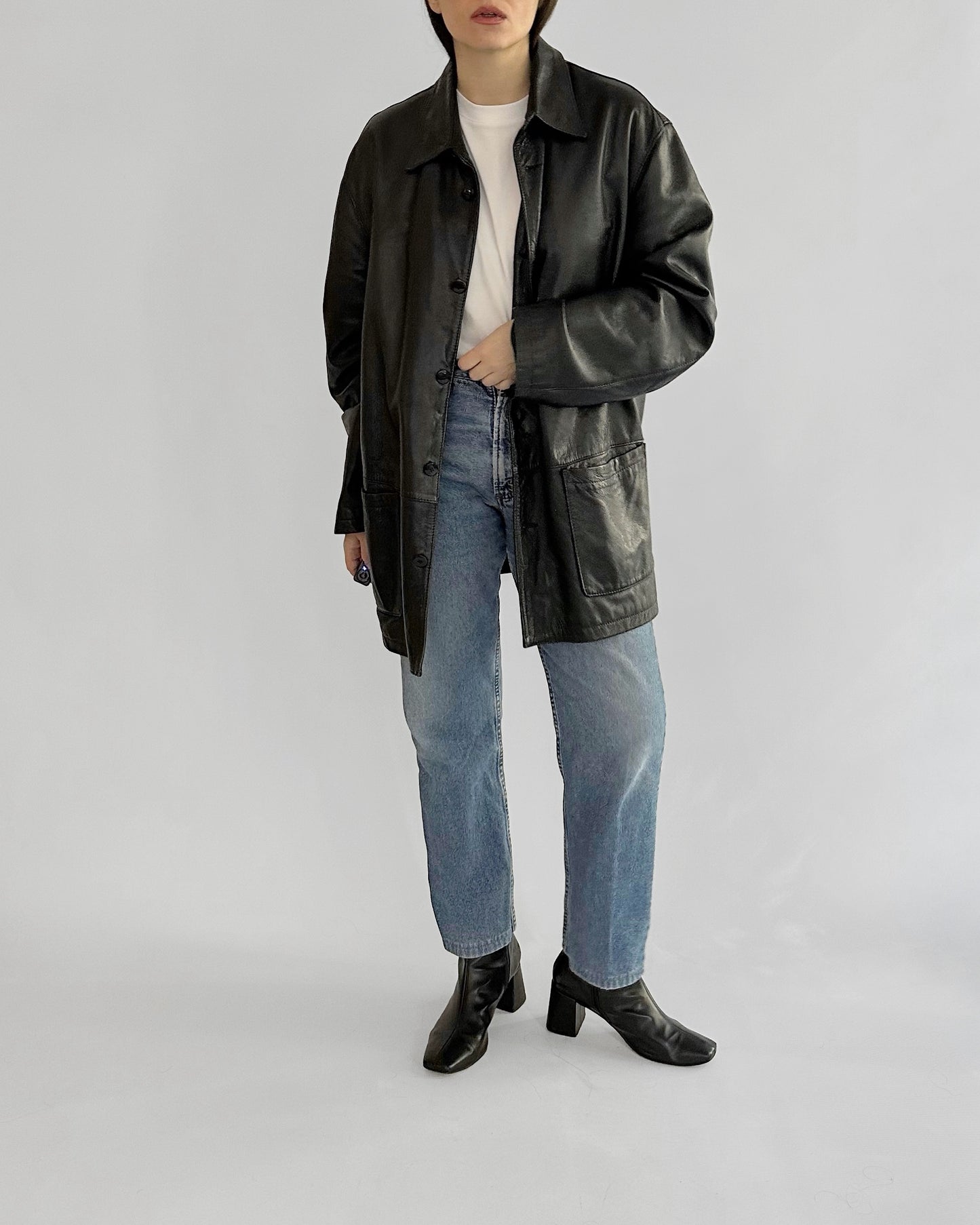90s Black Nappa Leather Jacket