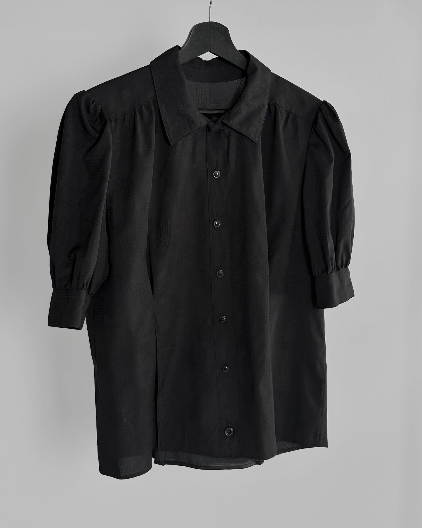 90s Black Puff Sleeve Blouse