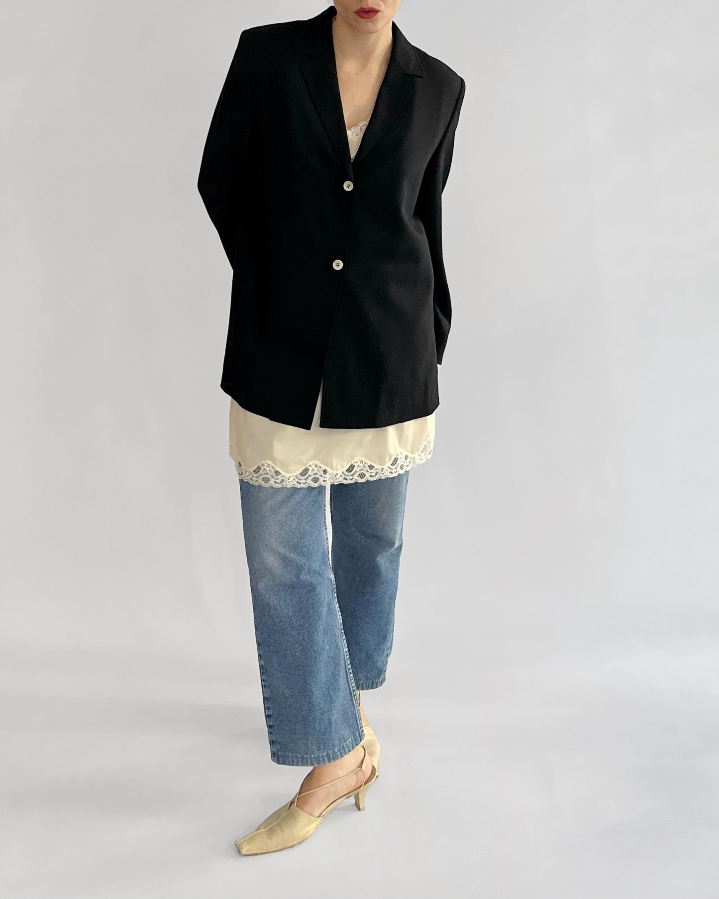 2000s Burberry Black Wool Blend Blazer