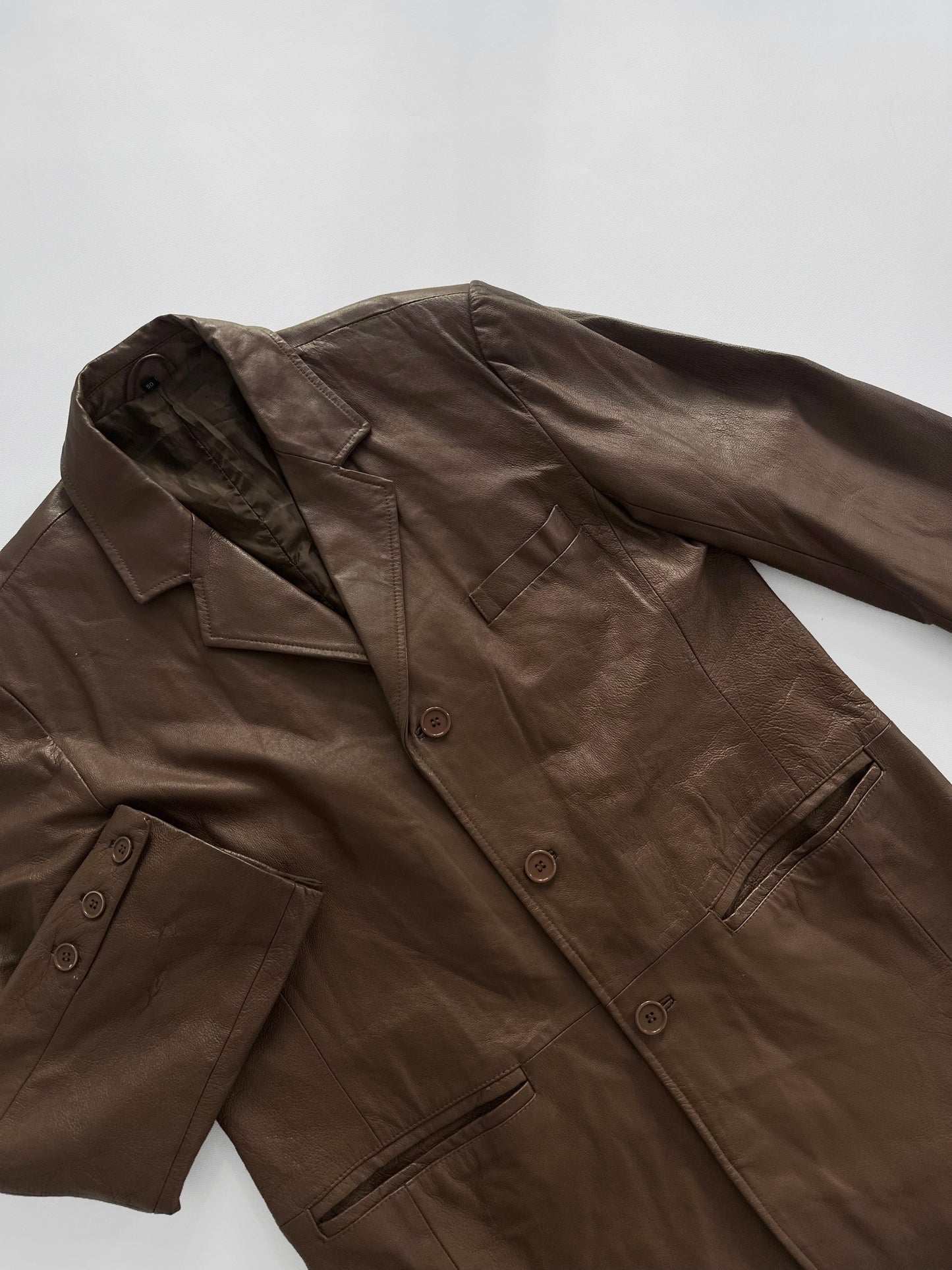 Vintage 90s Brown Leather Blazer
