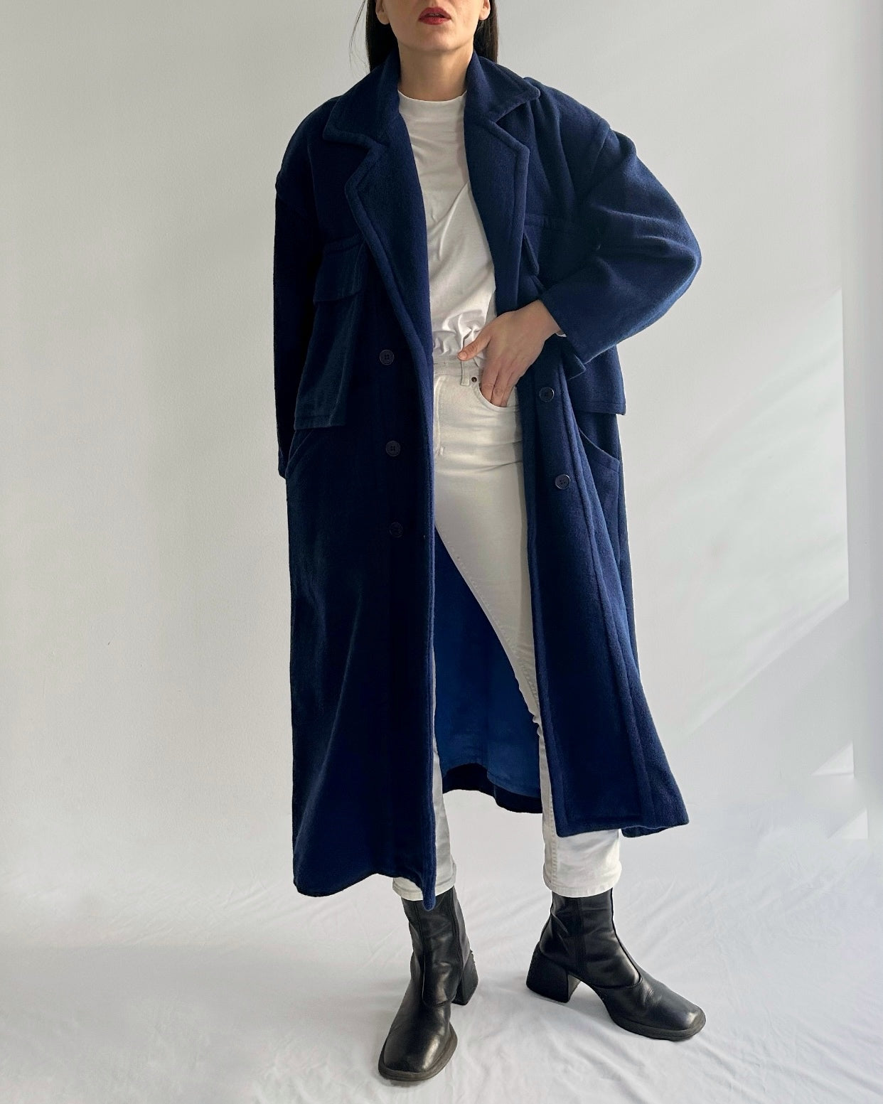 80s Hiroko Koshino Blue Wool Coat