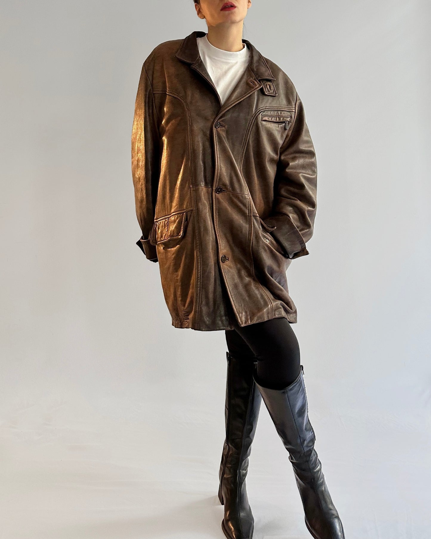 90s Distressed Brown Leather Jacket