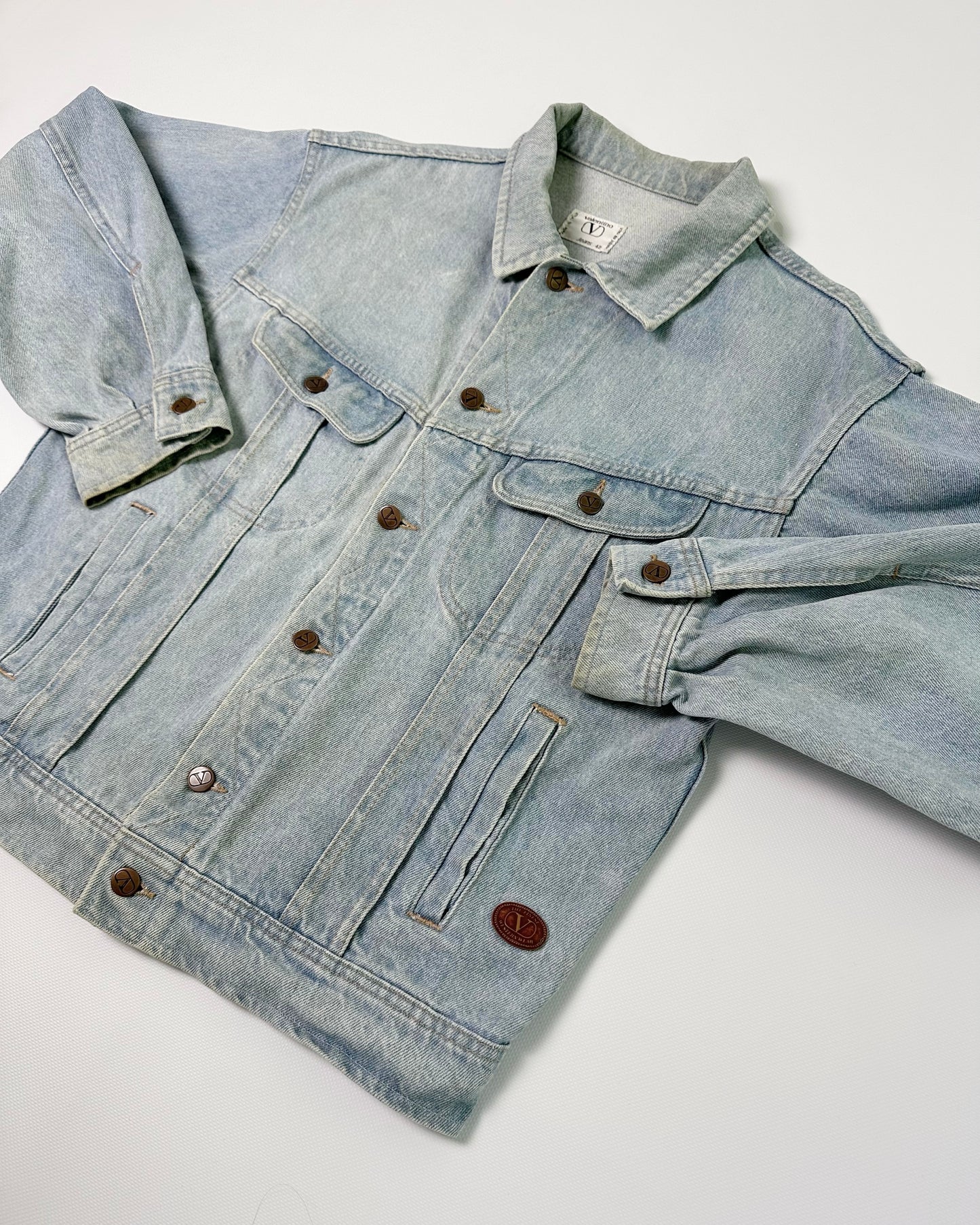 90s Valentino Garavani Denim Jacket - Light Blue Wash