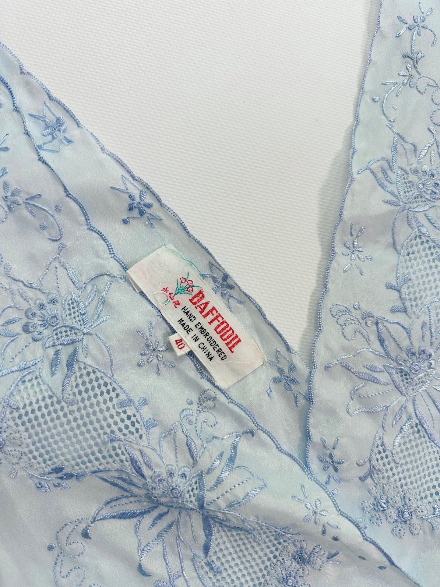 50s Pale Blue Embroidered Nightgown