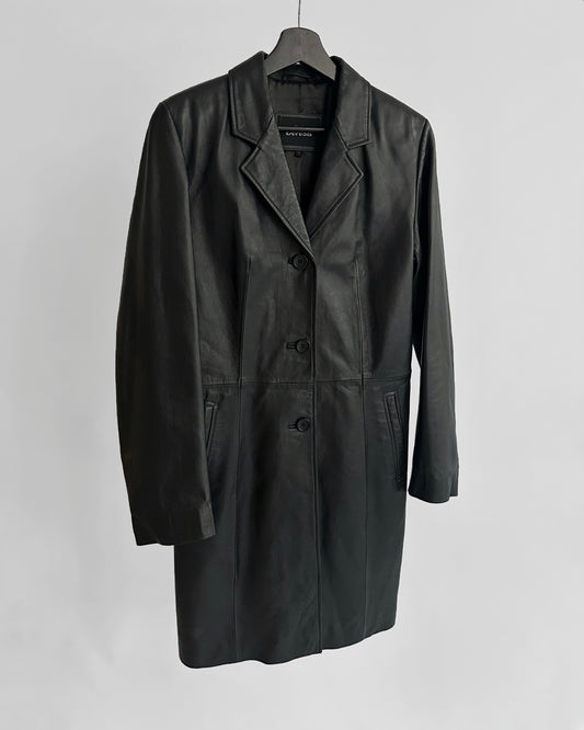 2000s Black Sheepskin Nappa Leather Coat