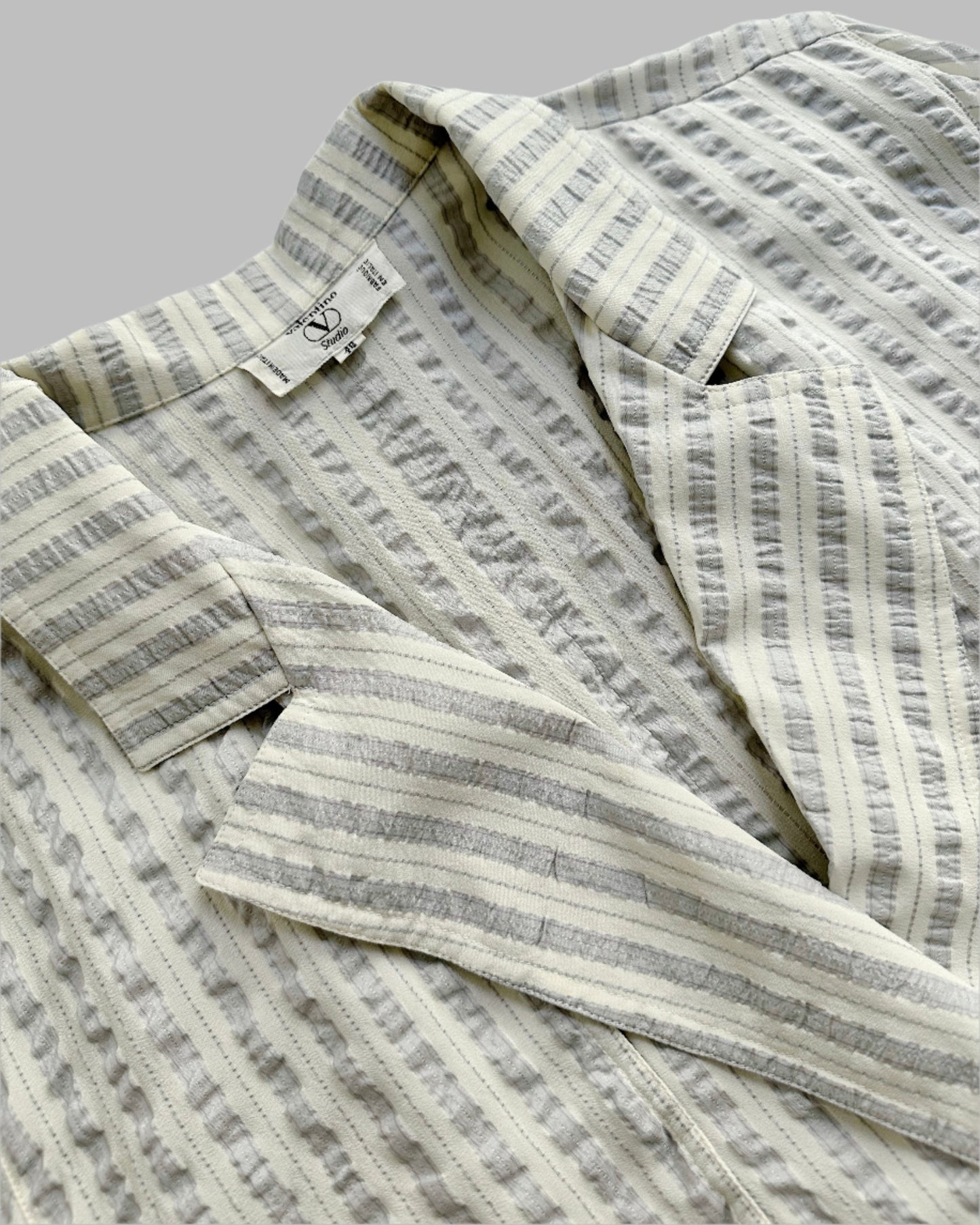 80s Valentino Garavani Striped Textured Blouse
