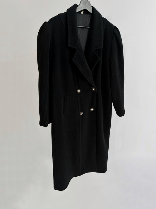 90s Black Coat with Jewel Buttons