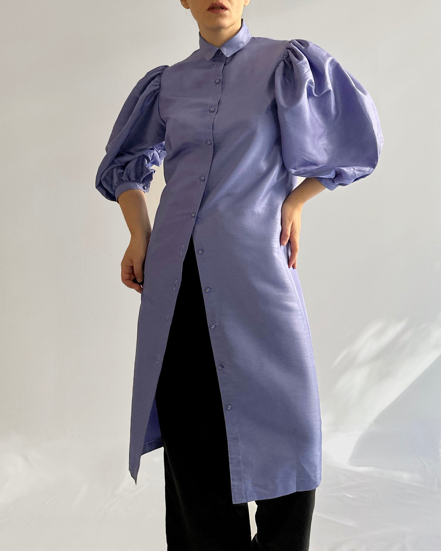 80s Lilac Puff Sleeve Dress