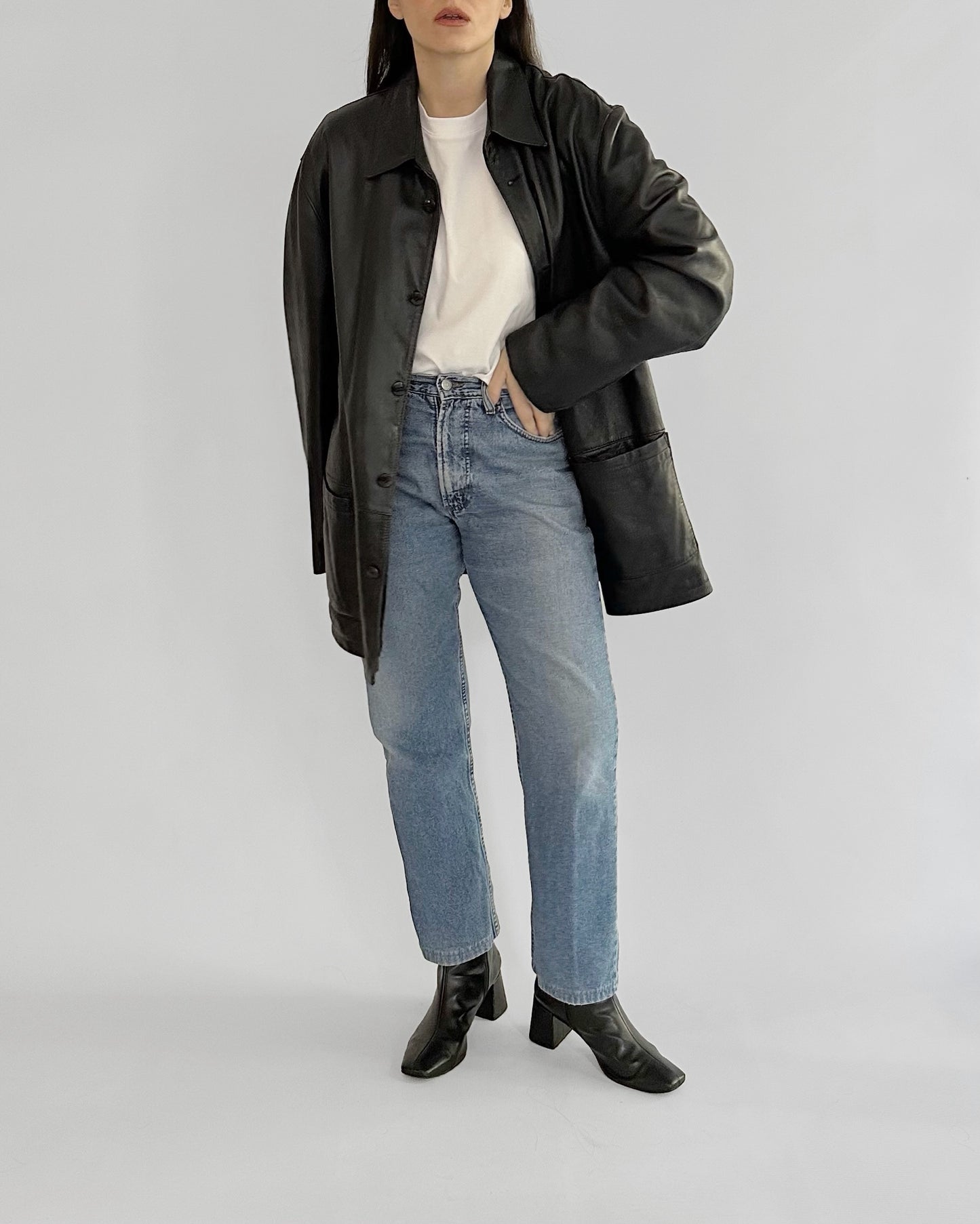 90s Black Nappa Leather Jacket