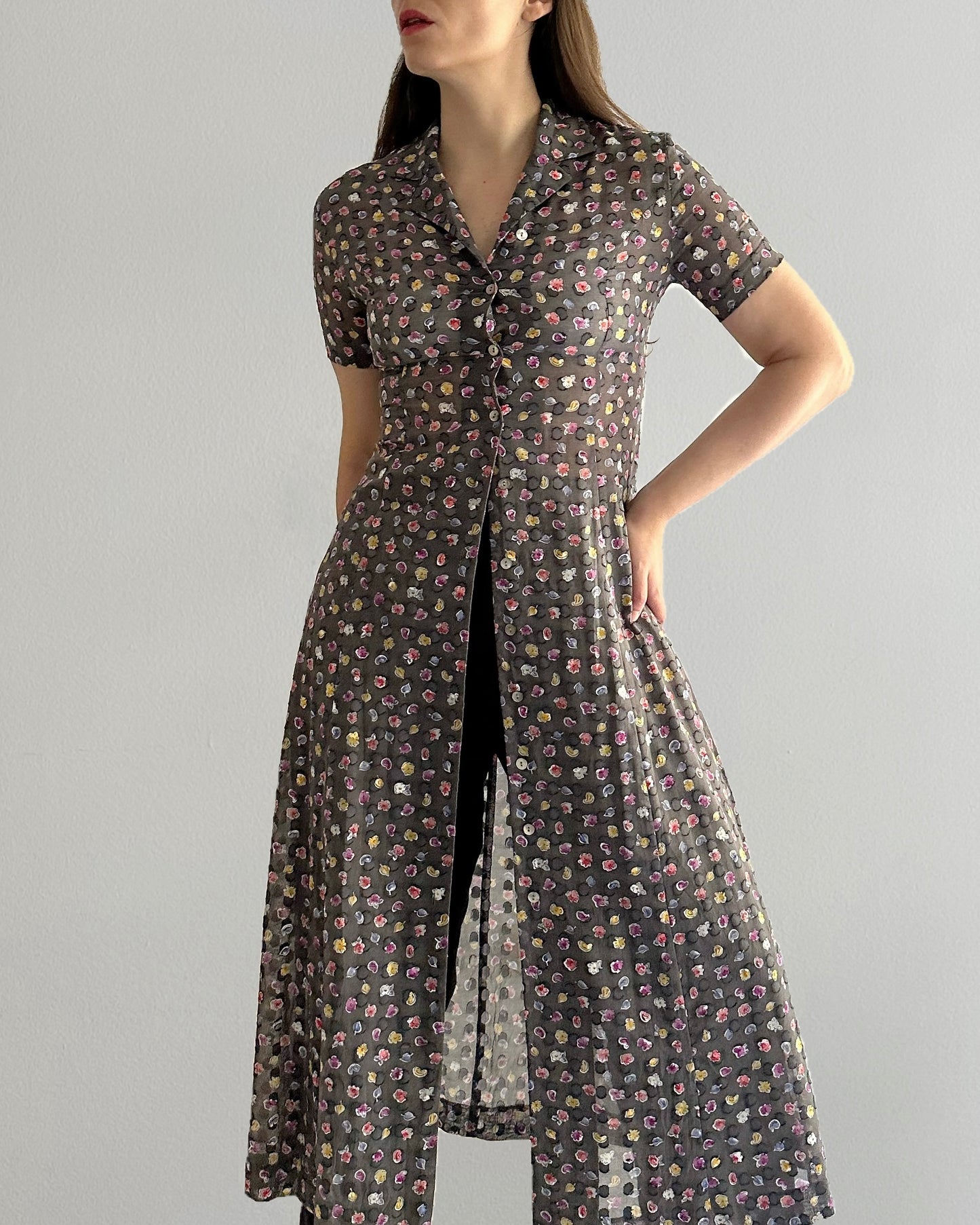 90s Kenzo Floral Sheer Dress