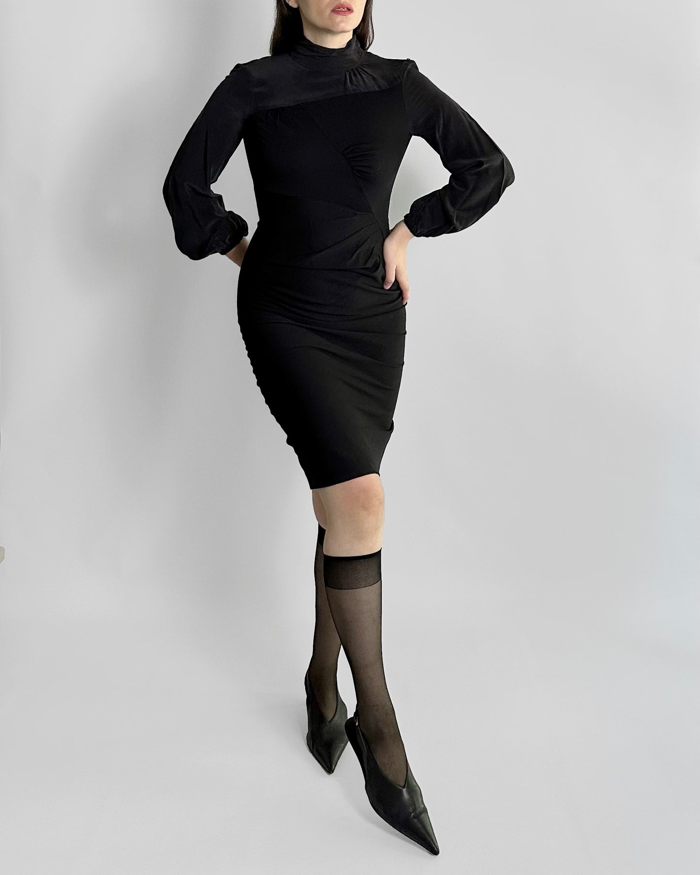 90s Sportmax by Max Mara Wool Silk Black Dress