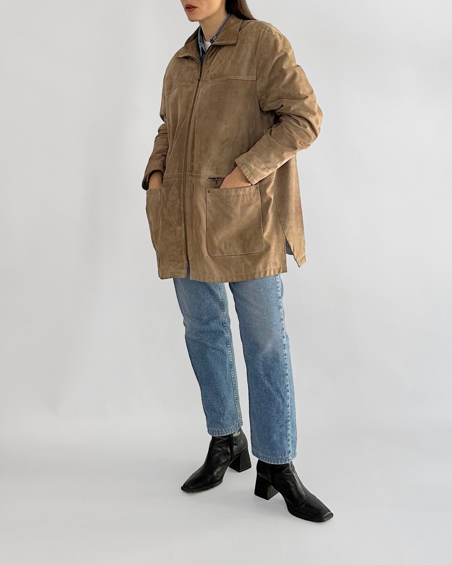 90s Brown Suede Leather Jacket