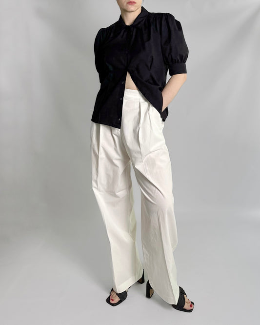 90s Black Puff Sleeve Blouse